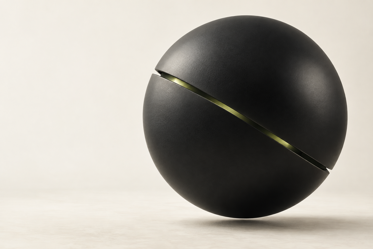 Black ceramic sphere opening into possibility
